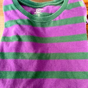 J. Crew Purple and Green Striped Short Sleeve Tee